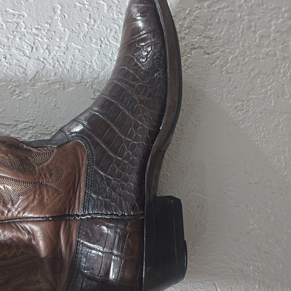 Vintage Exotic Alligator Brown Cowboy Western Boots Premium Leather-Larry Mahan - Picture 7 of 14